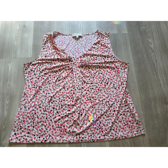 Jones Studio Womens Sleeveless Dotted Blouse 2X Pink & Black - Picture 4 of 7